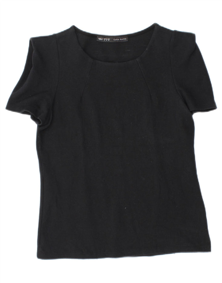 ZARA Womens Basic T-Shirt Top UK 12 Medium Black Vintage Zara and Second-Hand Zara from Messina Hembry 
