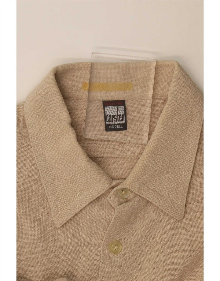 Vintage Mens Shirt Large Beige