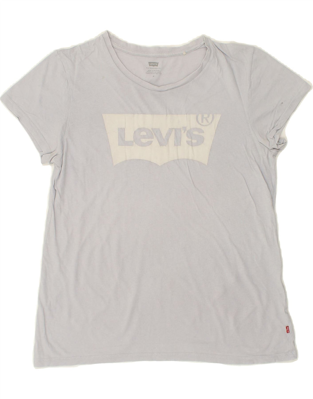 LEVI'S Womens Graphic T-Shirt Top UK 14 Medium Grey Cotton Vintage Levi's and Second-Hand Levi's from Messina Hembry 