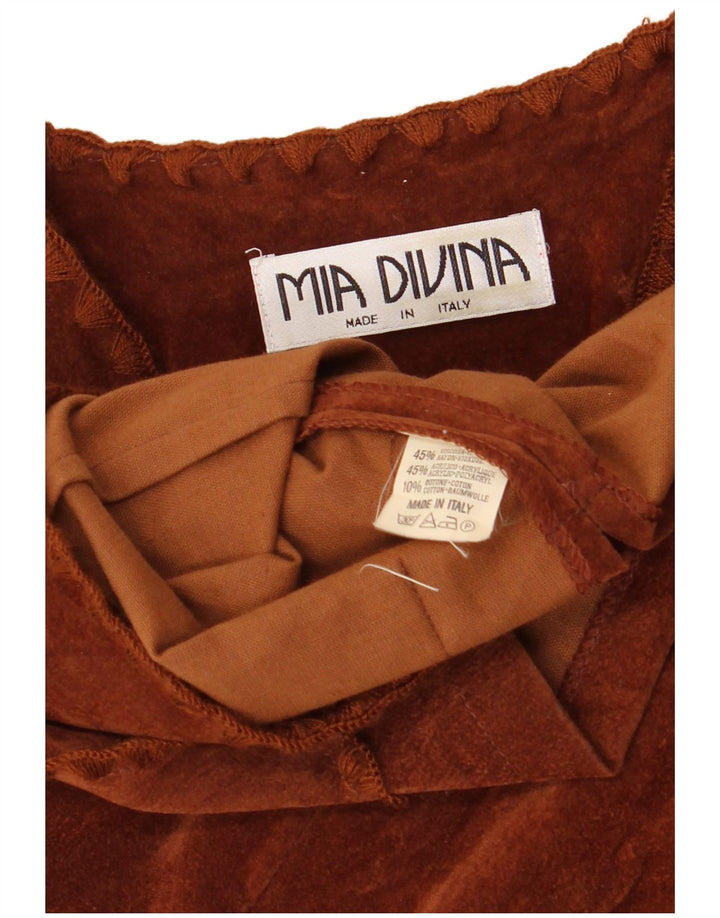 Vintage Womens Gilet UK 10 Small Brown Viscose