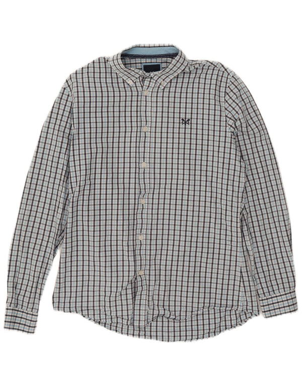 Crew Clothing Mens Slim Fit Shirt Medium Blue Check Cotton