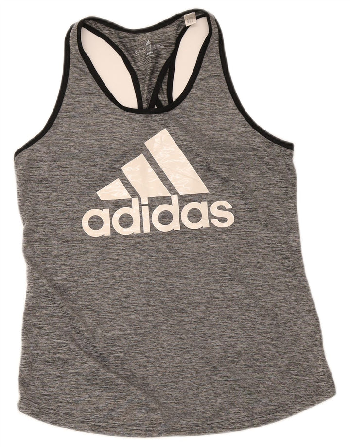 Adidas Womens Graphic Vest Top UK 16/18 Large Grey Polyester