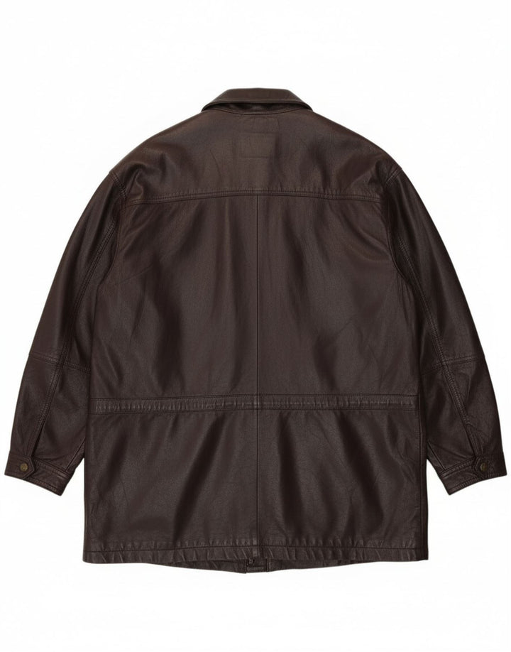Vintage Mens Leather Jacket IT 58 4XL Burgundy Leather