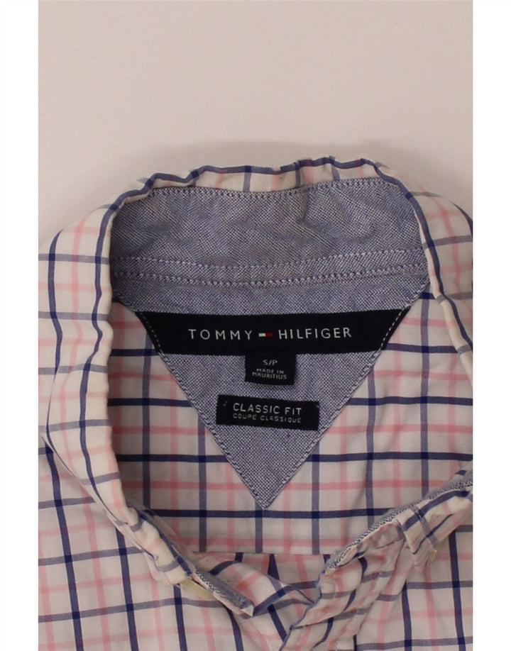 TOMMY HILFIGER Mens Classic Fit Shirt Small White Check Cotton