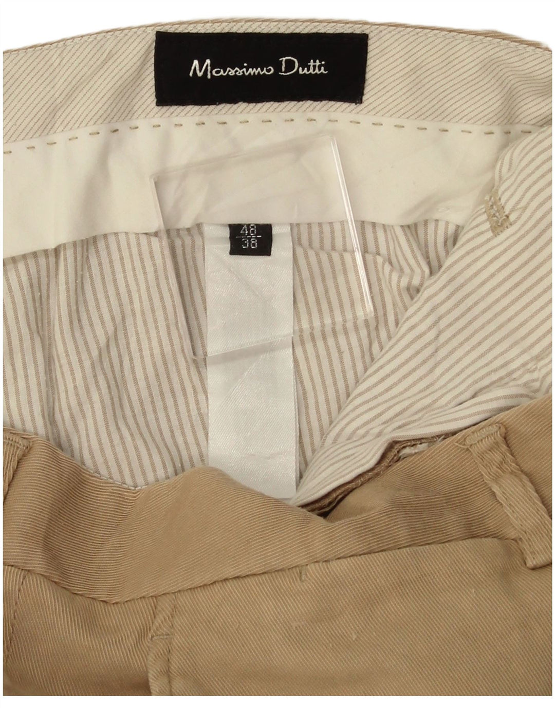 MASSIMO DUTTI Mens Straight Suit Trousers EU 48 XL W38 L30 Beige