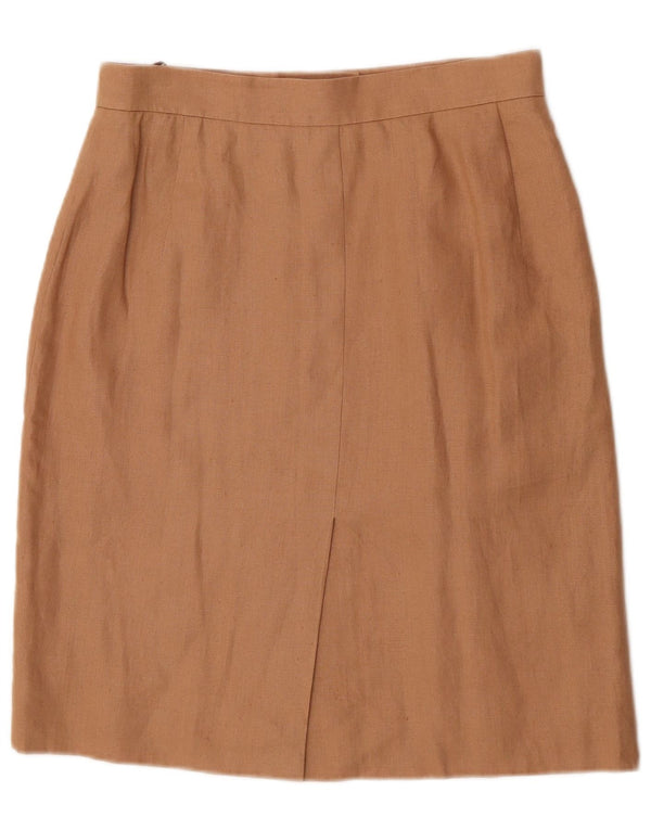 HERMES Womens Straight Skirt IT 44 Medium W30 Beige Linen