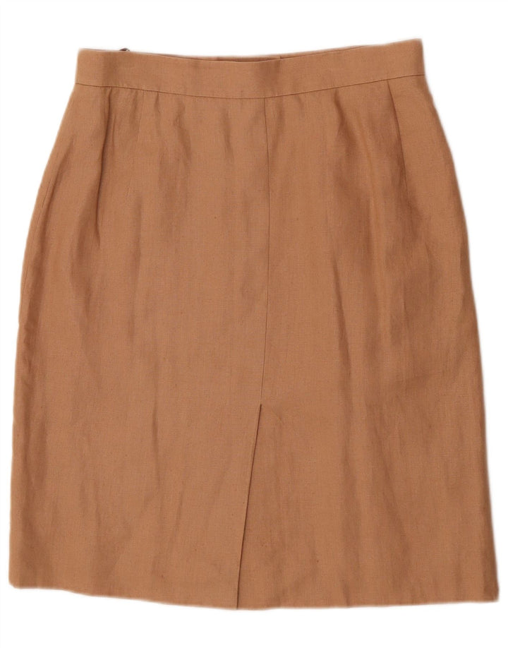 HERMES Womens Straight Skirt IT 44 Medium W30 Beige Linen