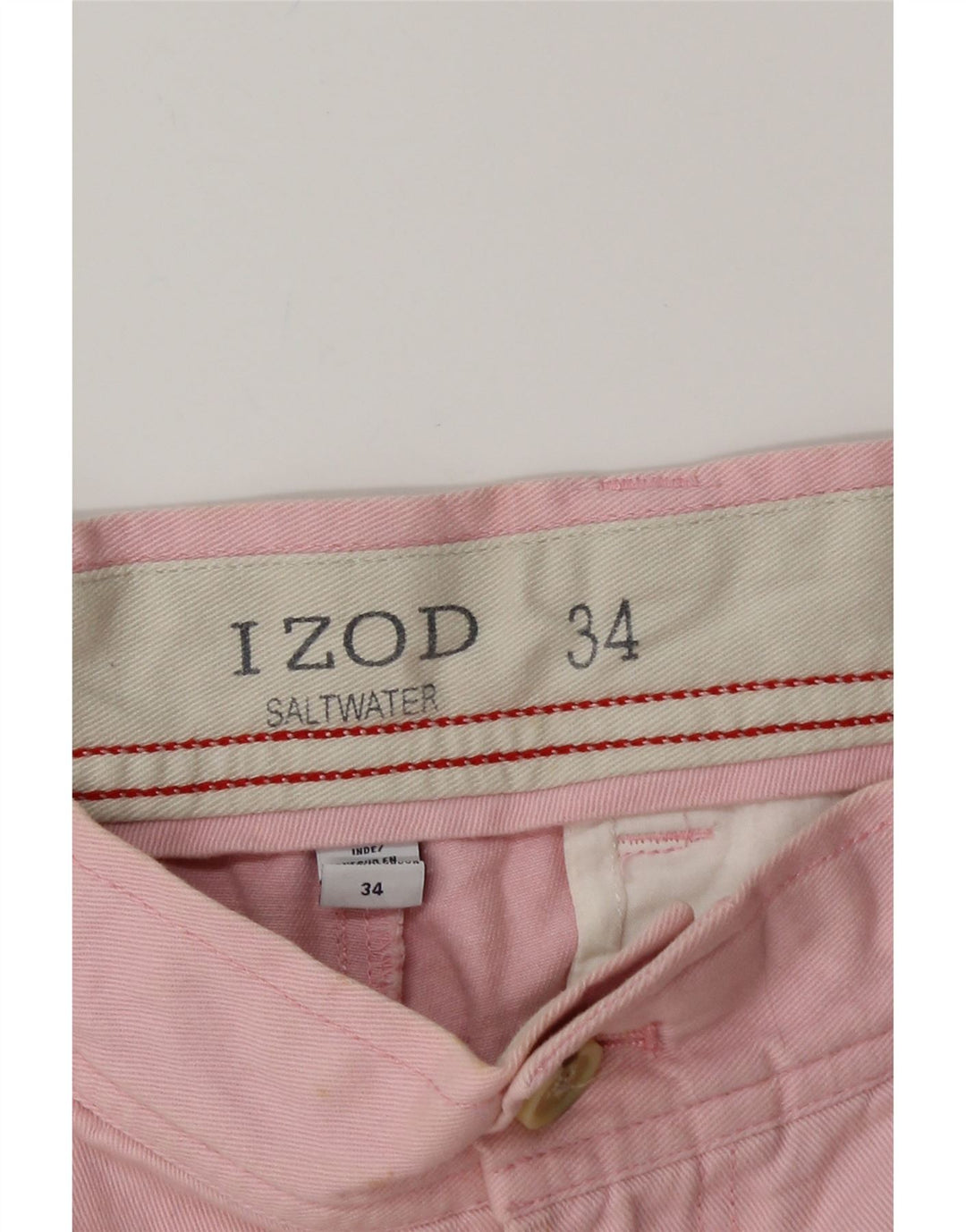 IZOD Mens Chino Shorts W34 Large Pink Cotton