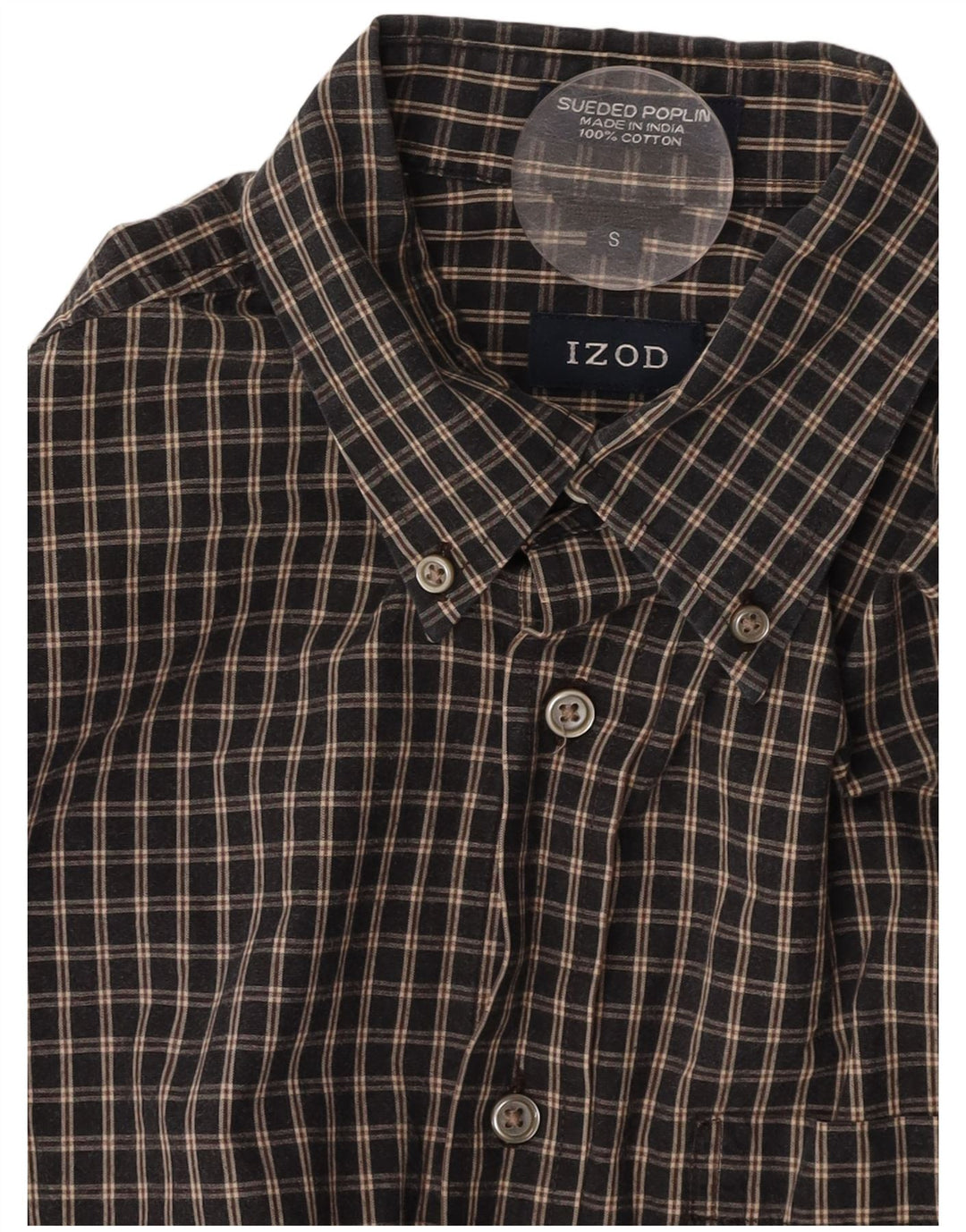 IZOD Mens Shirt Small Navy Blue Check Cotton