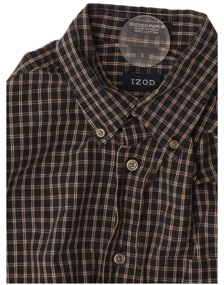 IZOD Mens Shirt Small Navy Blue Check Cotton