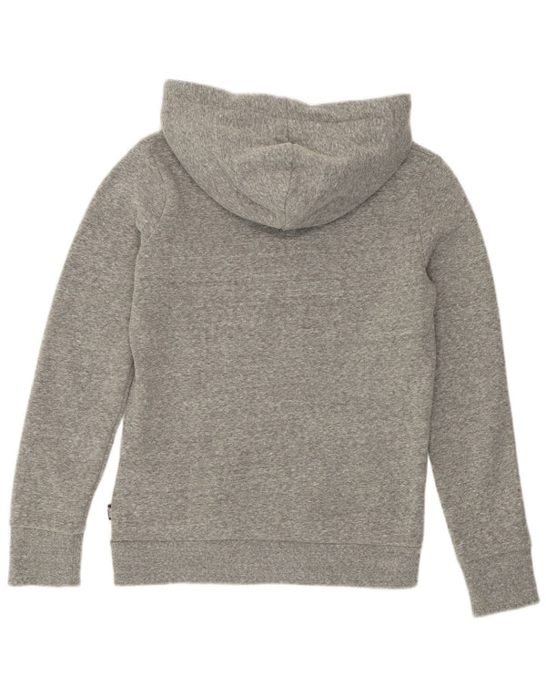 Superdry Womens Real Graphic Hoodie Jumper UK 8 Small Grey Flecked