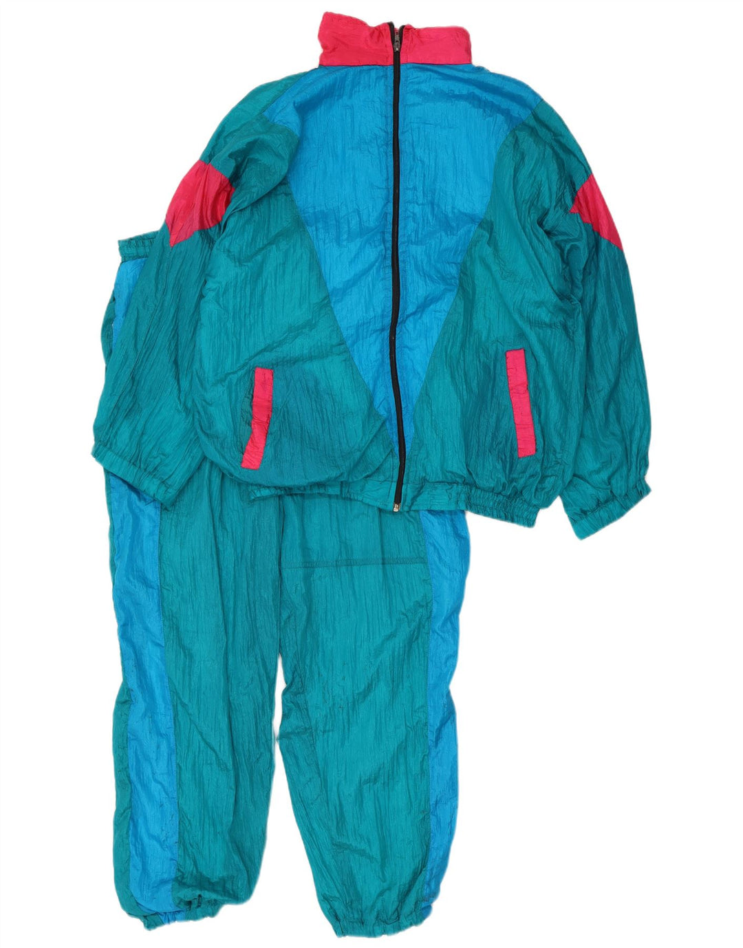 Vintage Mens Full Tracksuit XL  Blue Colourblock Nylon