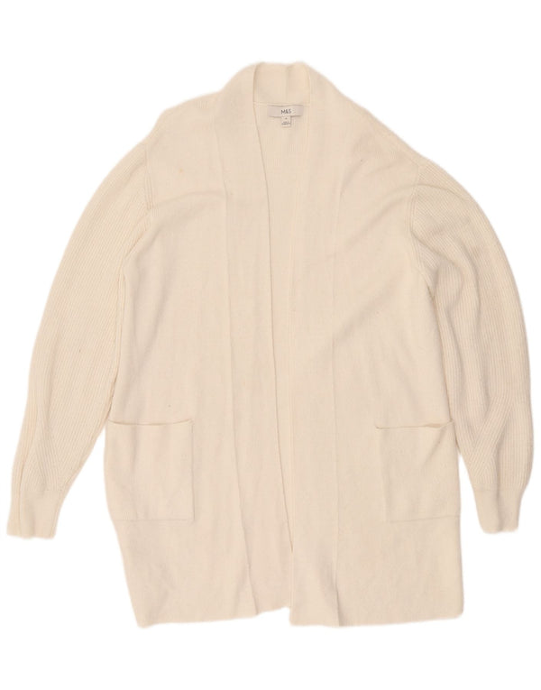 Marks & Spencer Womens Longline Open Cardigan Sweater UK 16 Large Off White