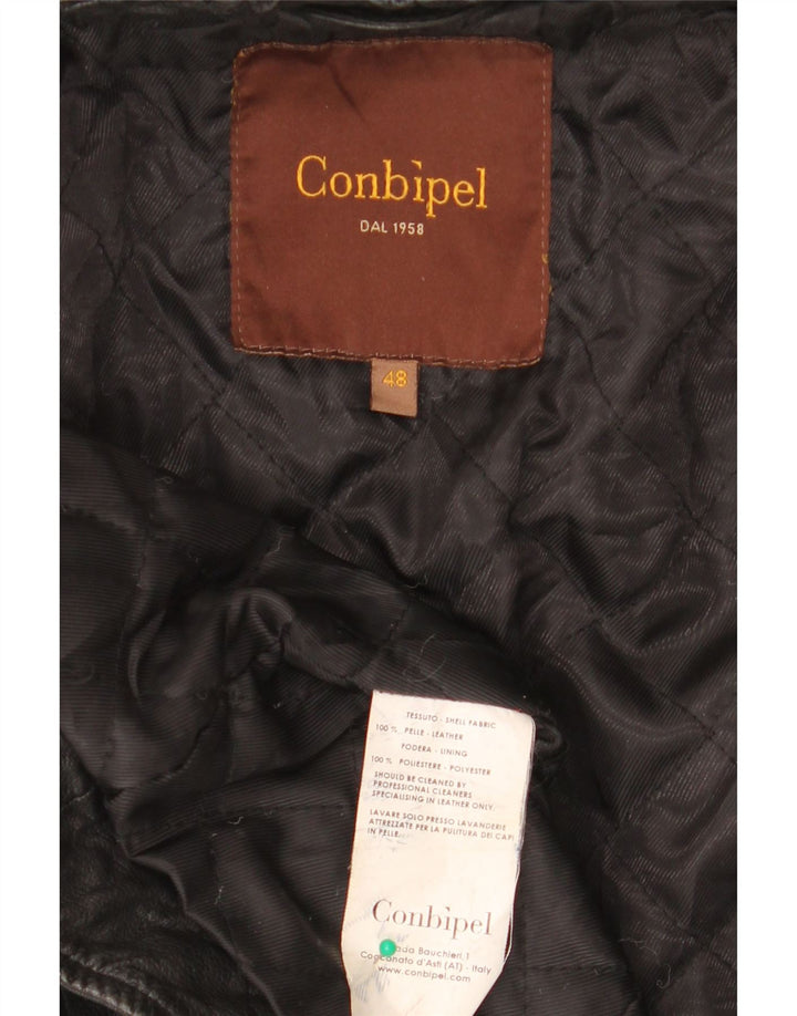 Conbipel Mens Leather Jacket IT 48 Medium Black