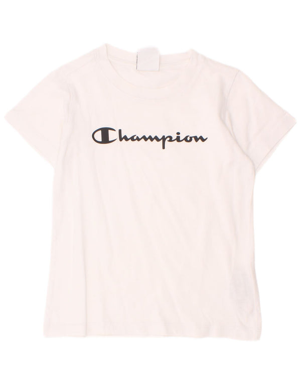 Champion Boys Graphic T-Shirt Top 7-8 Years Small White Cotton