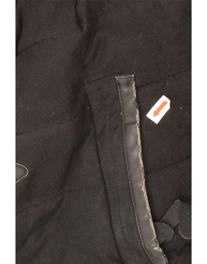 SUPERDRY Womens Hooded Padded Jacket UK 12 Medium Black Polyester Vintage Superdry and Second-Hand Superdry from Messina Hembry 