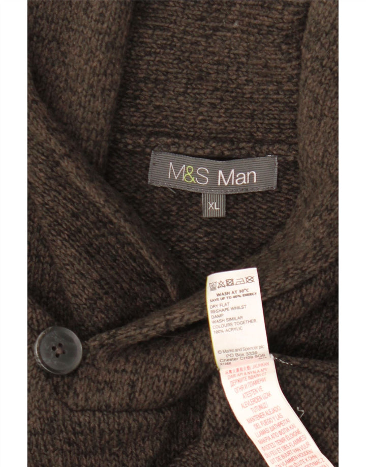 Marks & Spencer Mens Shawl Neck Jumper Sweater XL Grey Acrylic