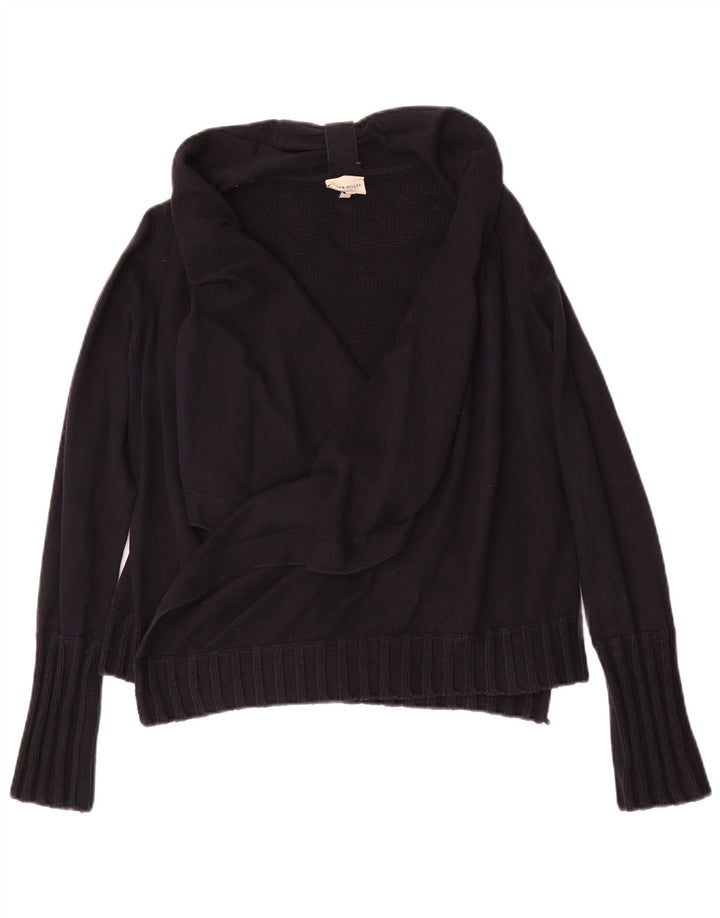 KAREN MILLEN Womens Open Cardigan Sweater UK 2 2XS Black Cotton