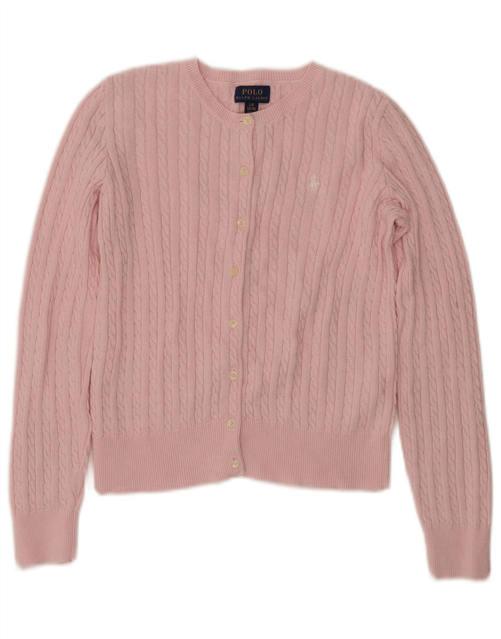 POLO RALPH LAUREN Girls Cardigan Sweater 12-13 Years Large Pink