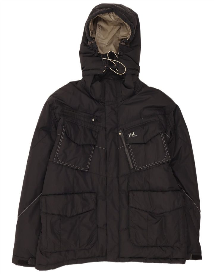Helly Hansen Mens Hooded Padded Jacket UK 42 XL Black Nylon