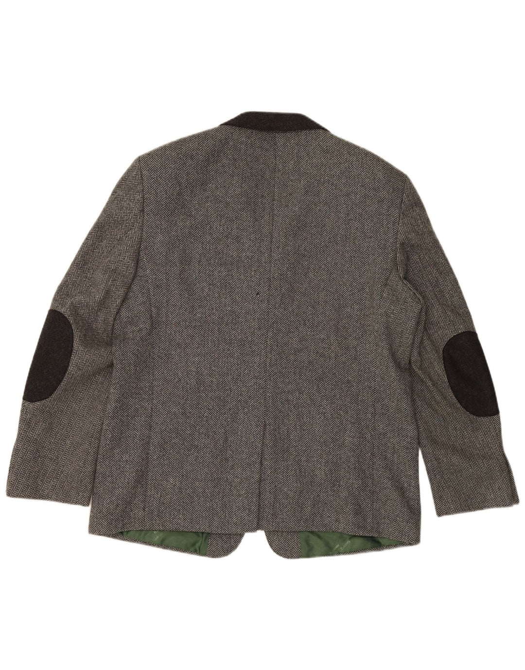 H.MOSER Mens 3 Button Blazer Jacket EU 54 2XL Grey Herringbone Wool