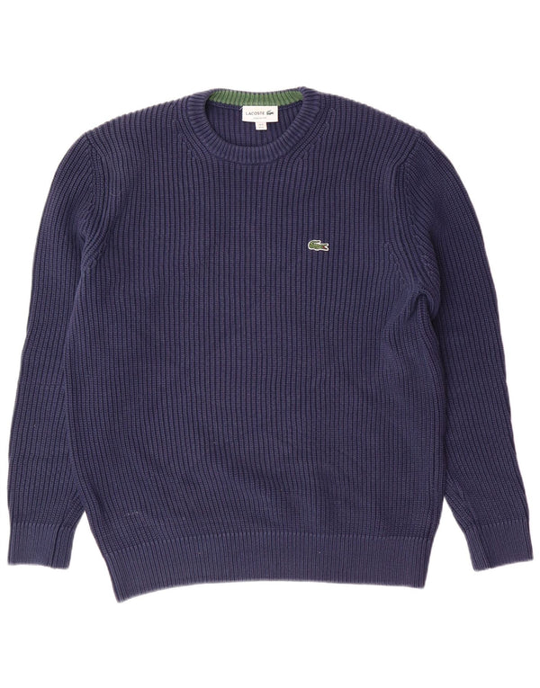 LACOSTE Mens Classic Fit Crew Neck Jumper Sweater Size 5 Large Navy Blue