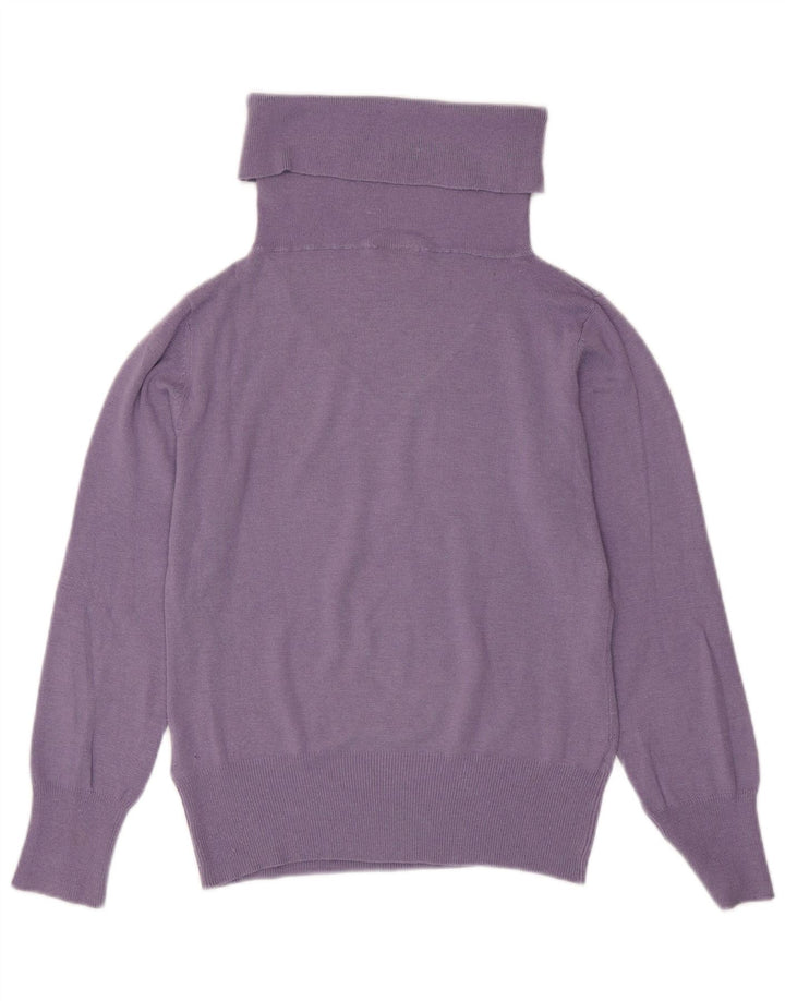 ELLESSE Womens Roll Neck Jumper Sweater IT 46 Large Purple Modal