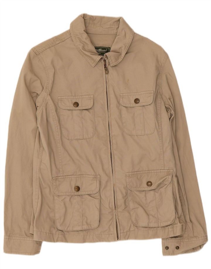 Eddie Bauer Womens Utility Jacket UK 12 Medium Beige Cotton