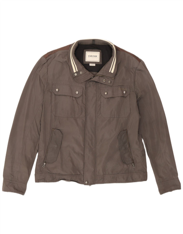 Geox Mens Bomber Jacket UK 46 3XL Grey Polyester