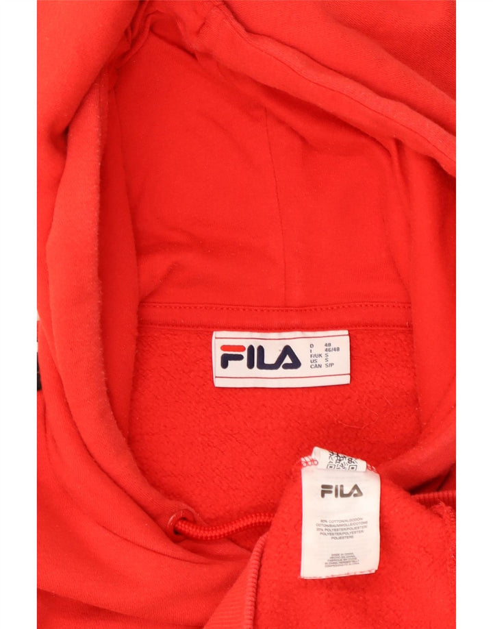 FILA Mens Graphic Hoodie Jumper Small Red Colourblock Cotton