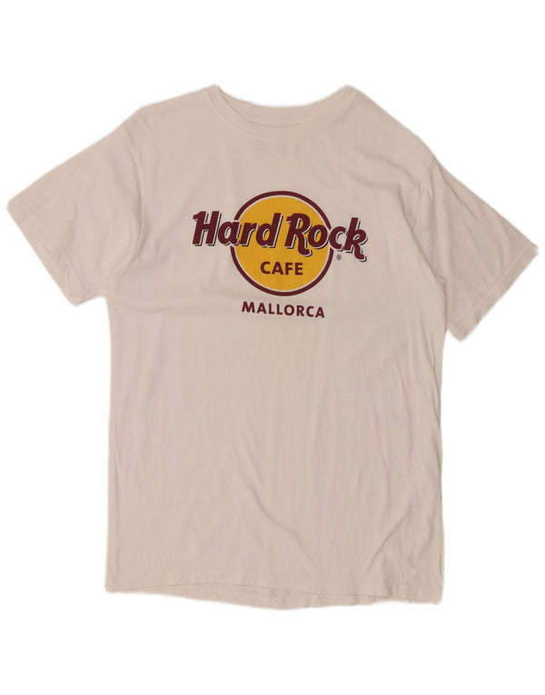 Hard Rock Cafe Mens Mallorca Graphic T-Shirt Top UK 14 Medium White Cotton