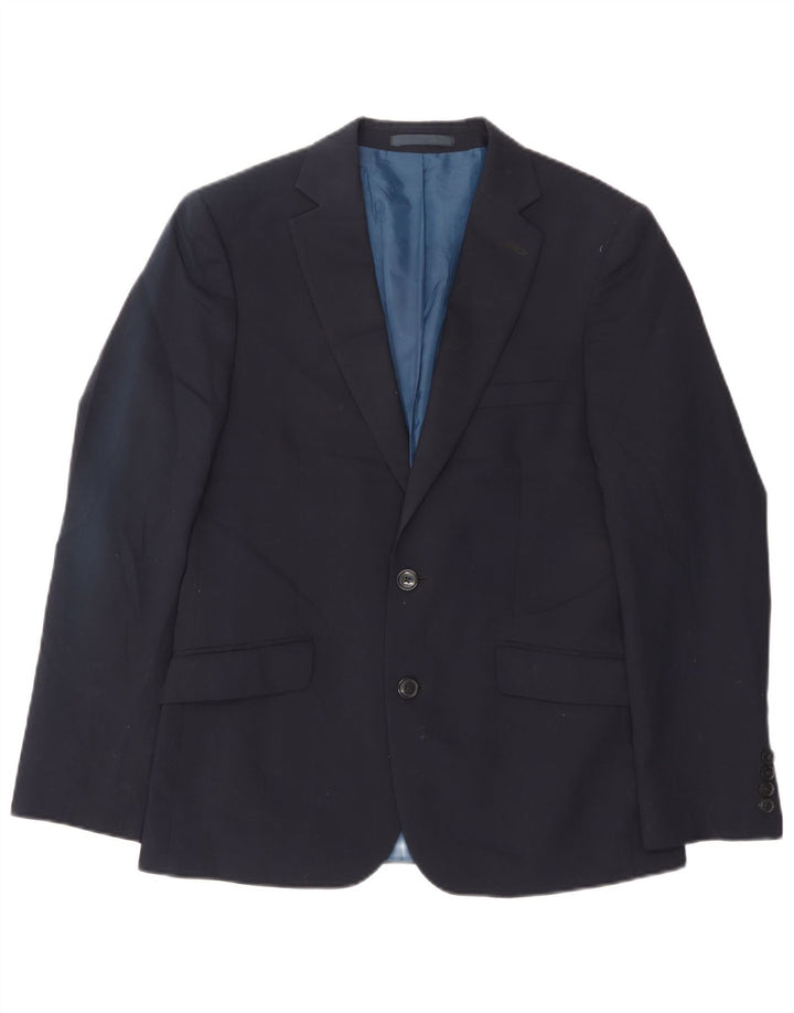 Marks & Spencer Mens 2 Button Blazer Jacket UK 38 Medium Navy Blue Wool