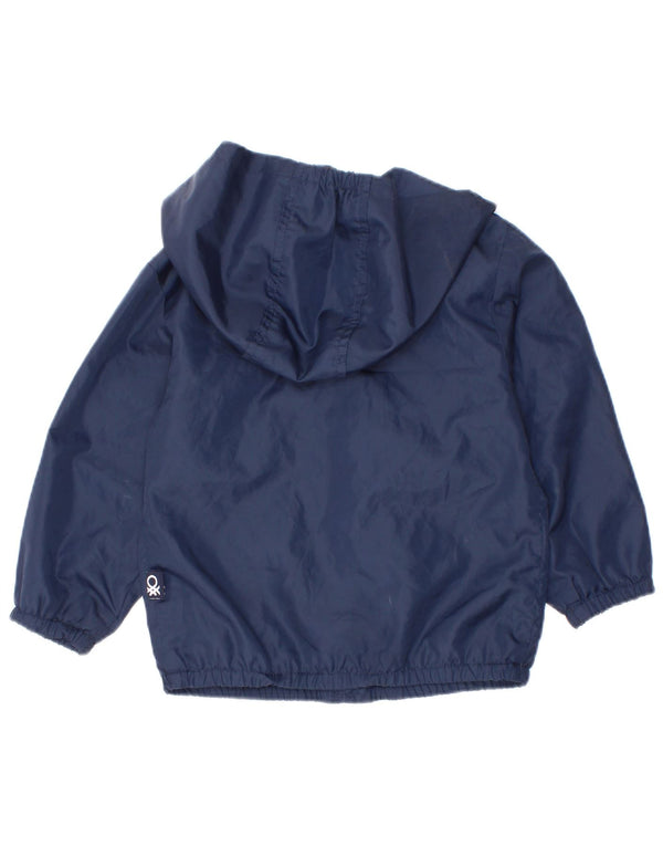 Benetton Baby Boys Hooded Rain Jacket 18-24 Months Navy Blue Polyester