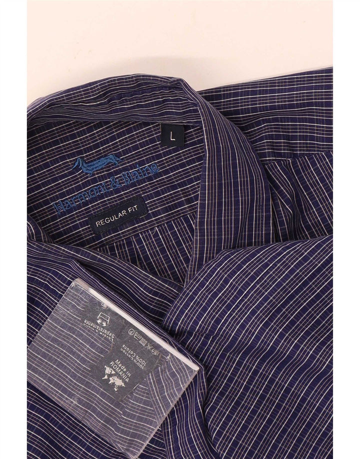 Harmont & Blaine Mens Regular Fit Shirt Large Blue Check Cotton