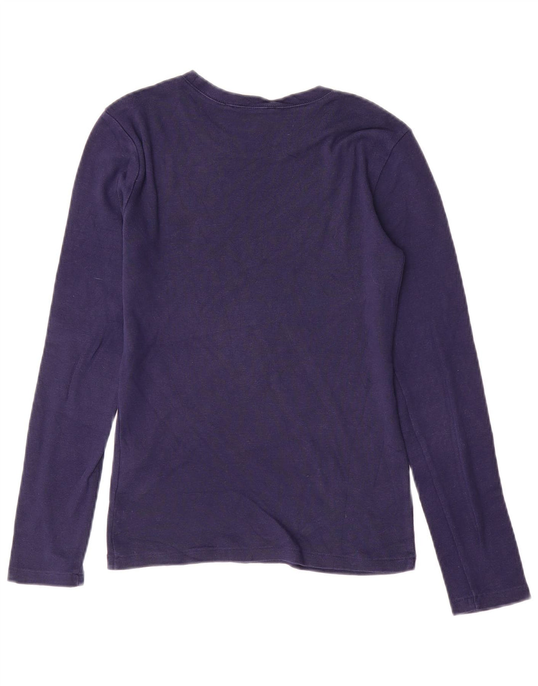 RALPH LAUREN Womens Top Long Sleeve UK 10 Small Navy Blue Cotton