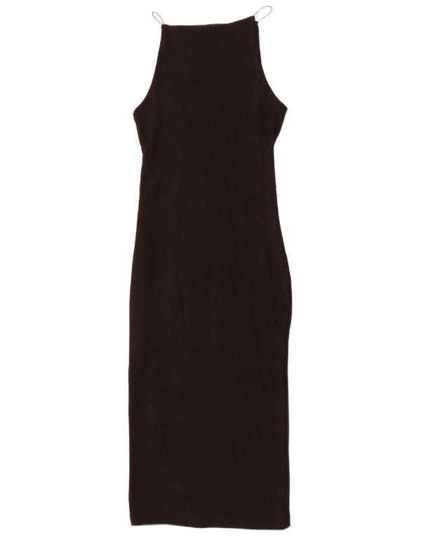 Zara Womens Sleeveless Bodycon Dress UK 12 Medium Black Cotton