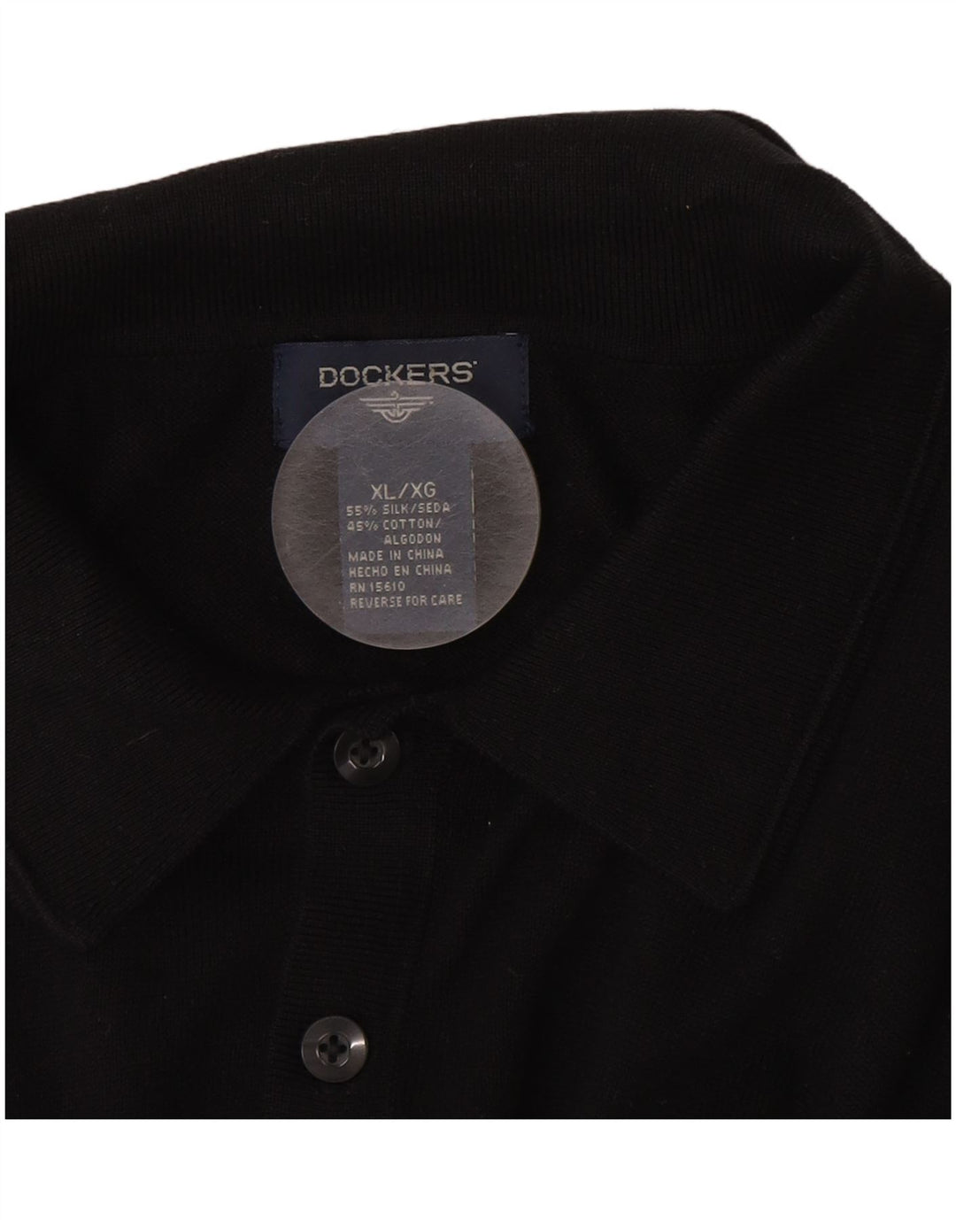 DOCKERS Mens Polo Shirt XL Black Silk