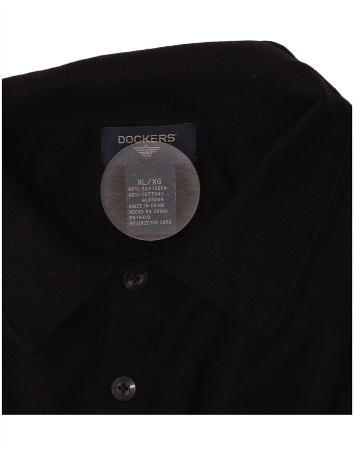 DOCKERS Mens Polo Shirt XL Black Silk