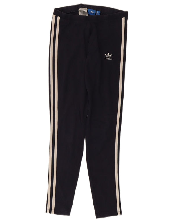 Adidas Womens Leggings UK 8 Small Navy Blue Cotton