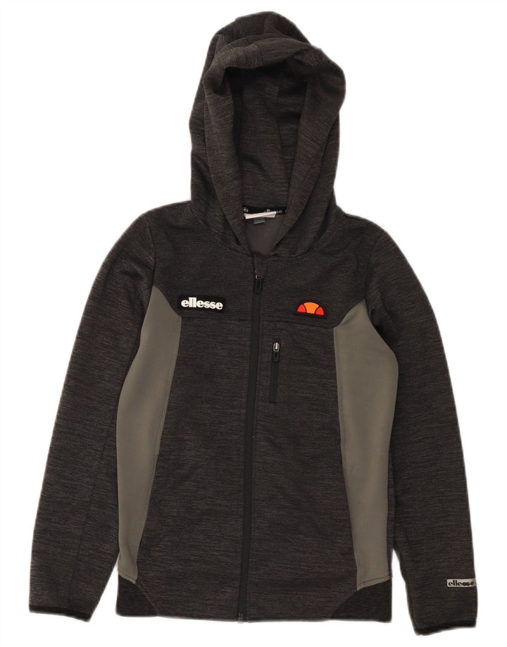 Ellesse Boys Zip Hoodie Sweater 9-10 Years Grey Colourblock Polyester