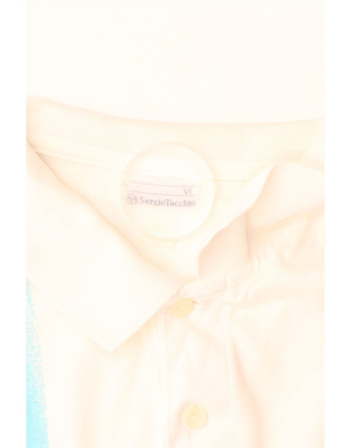 SERGIO TACCHINI Mens Polo Shirt EU 52 Large White Striped