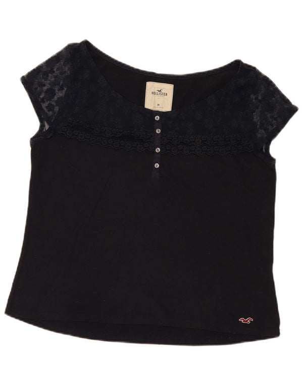 Hollister Womens Blouse Top UK 14 Medium Navy Blue Floral