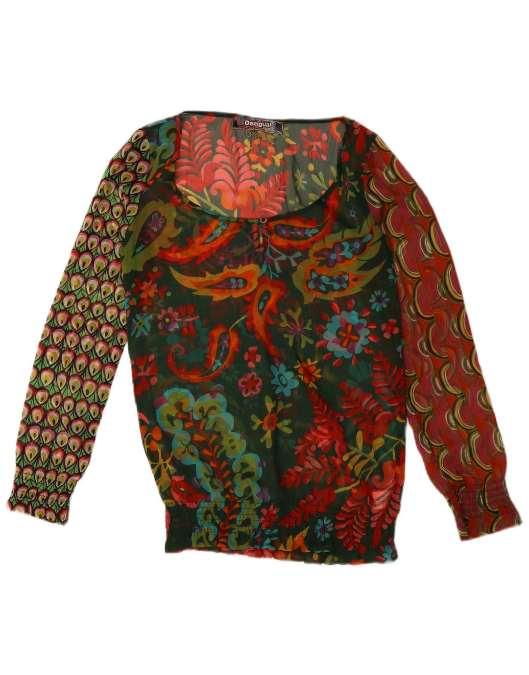 Desigual Womens Long Sleeve Blouse Top UK 10 Small Multicoloured Paisley