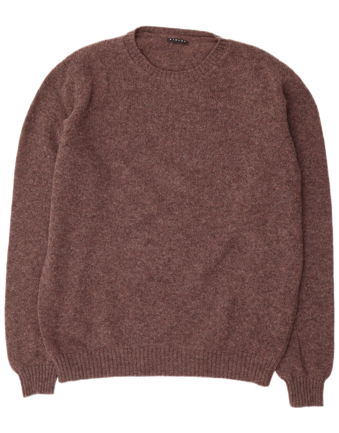 Sisley Mens Crew Neck Jumper Sweater 2XL Brown Wool