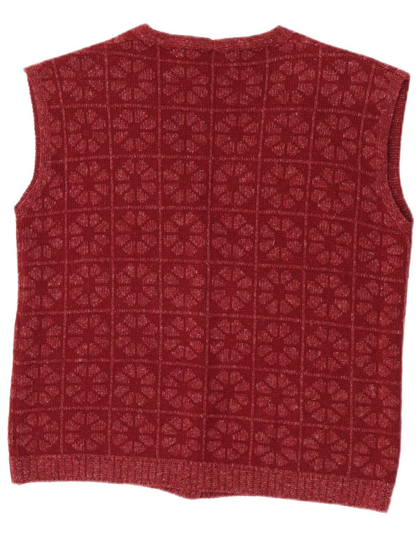 Vintage Womens Sleeveless Cardigan Sweater IT 46 Large Maroon Floral
