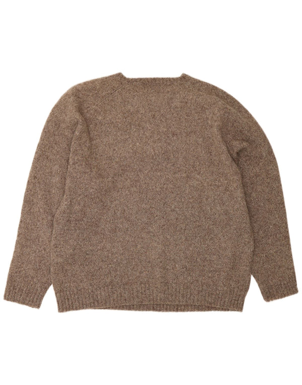 KAPPA Mens Crew Neck Jumper Sweater 2XL Brown Flecked Wool