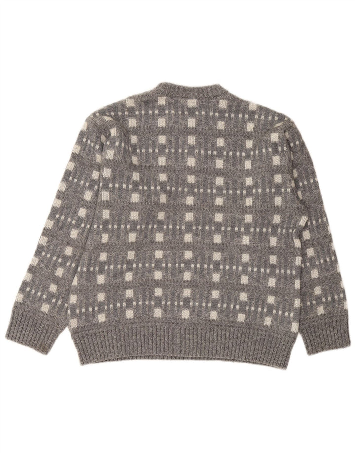 Rasica Mens Crew Neck Jumper Sweater Large Grey Geometric