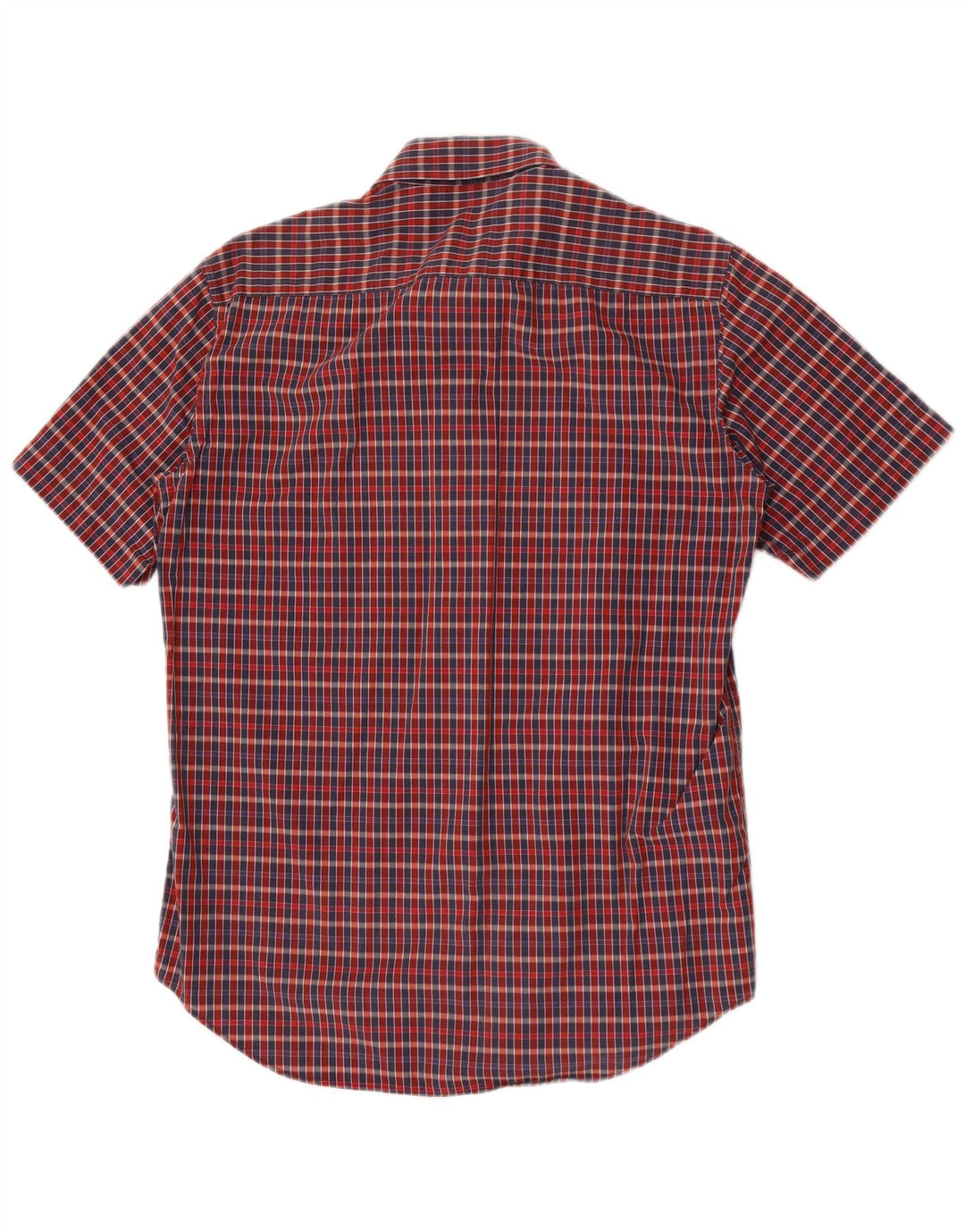 Carrera Mens Short Sleeve Shirt Medium Red Check Cotton