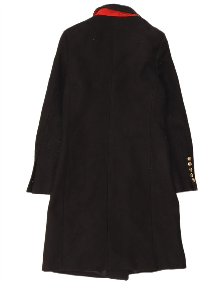 Zara Womens Double Breasted Coat UK 6 XS Black Polyester