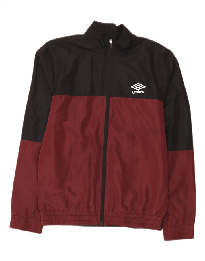Umbro Mens Graphic Tracksuit Top Jacket Small Maroon Colourblock Polyester